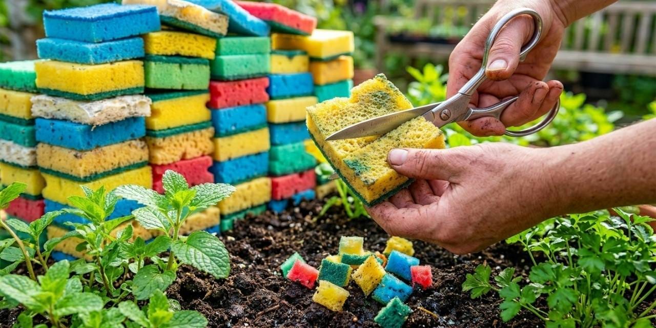 Eski Bulaşık Süngerleri: Bitkiler İçin Doğal Koruma Aracı